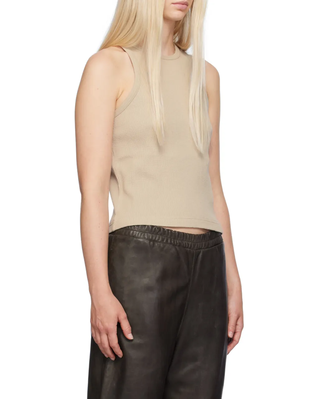 Waffle-Knit Cotton Tank Top