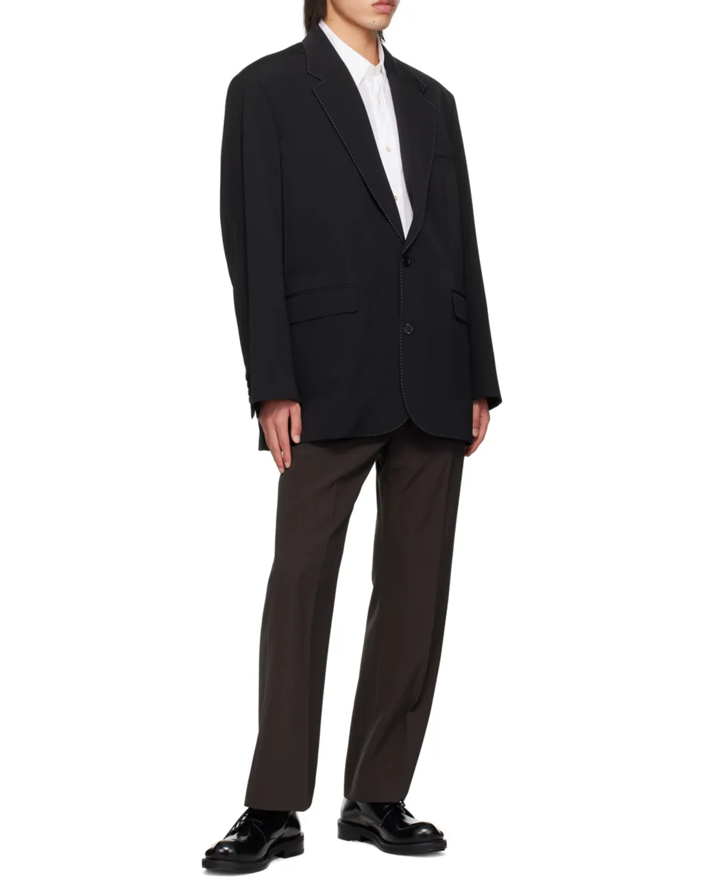 Contrast-Stitching Blazer