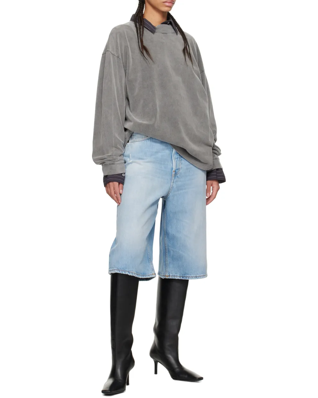 Straight-Leg Denim Shorts