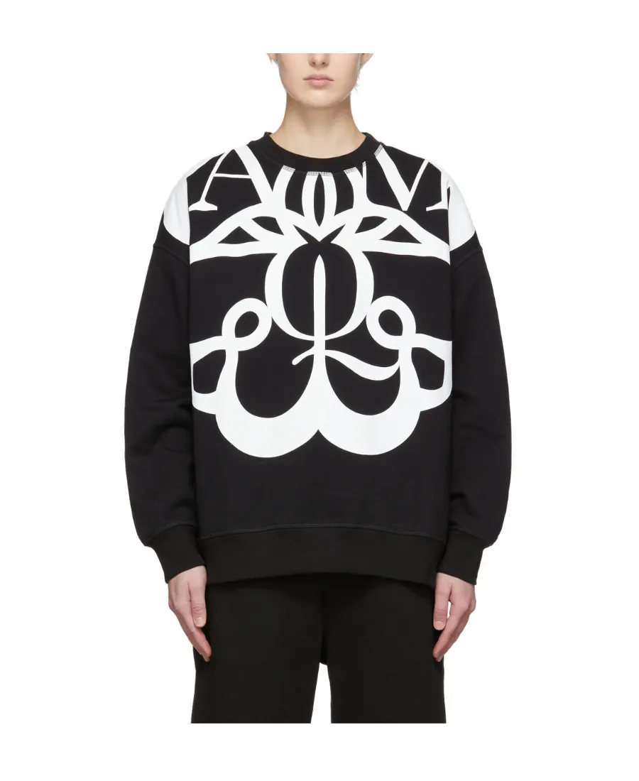 Graffiti Printed Round Neck Sweater