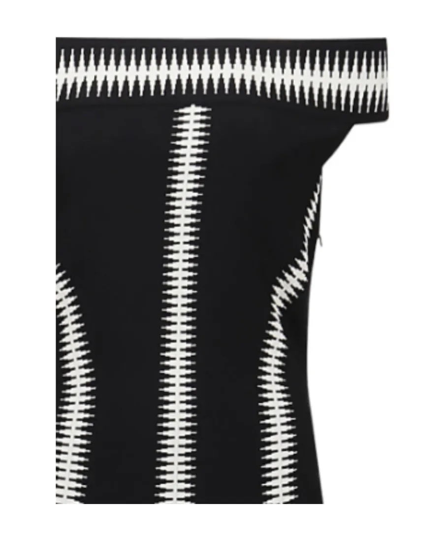 Spine Jacquard Off-The-Shoulder Dress