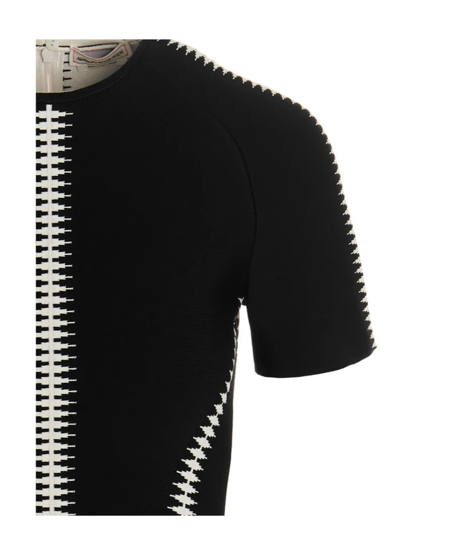 Spine Jacquard-Pattern Flared Mini Dress