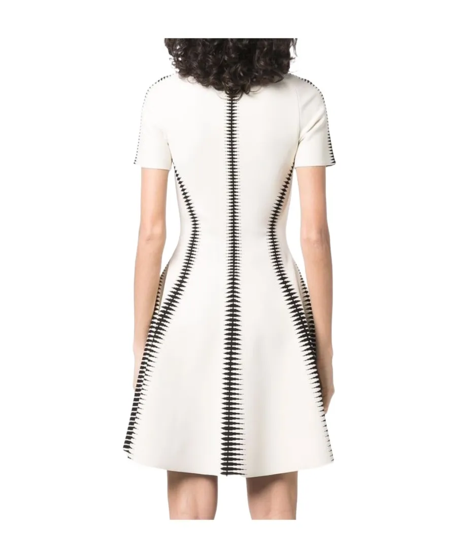 Spine Jacquard-Pattern Flared Mini Dress