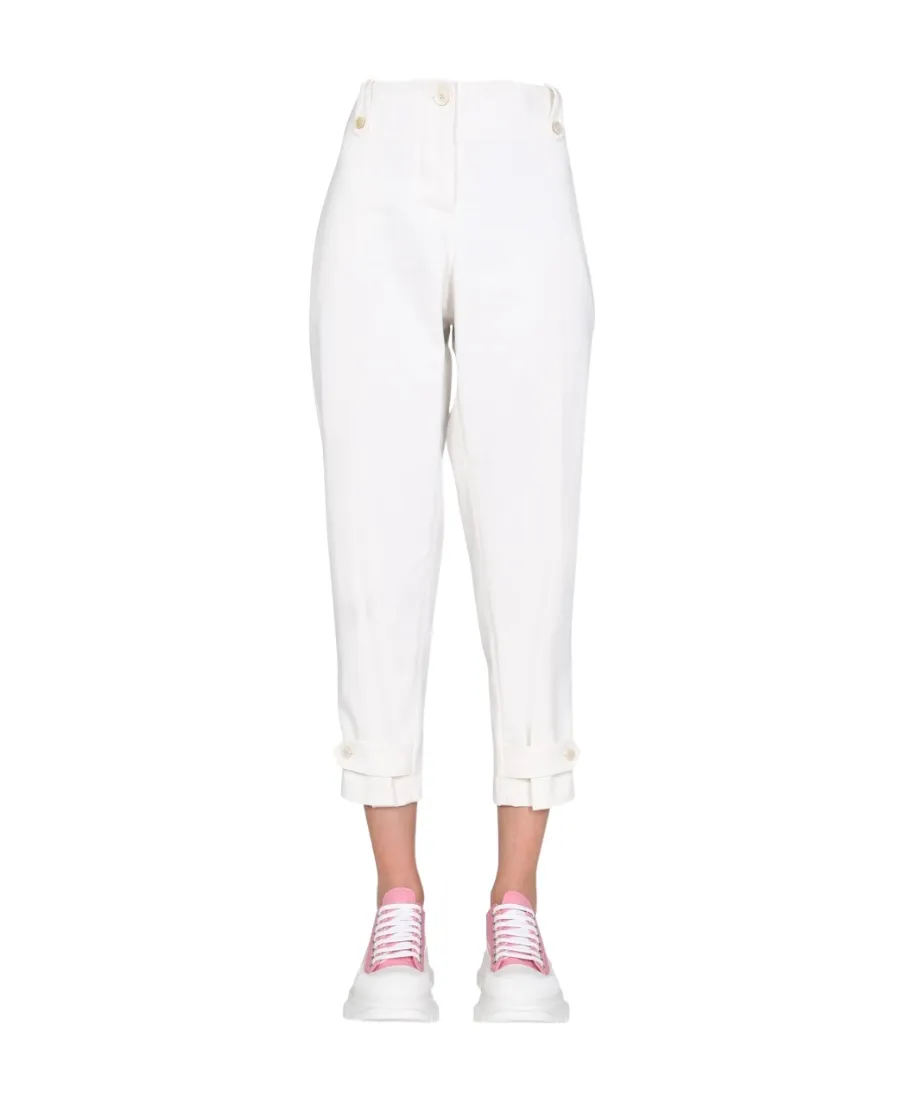 Military Cuff Buttoned Ankle Tailored Trousers
