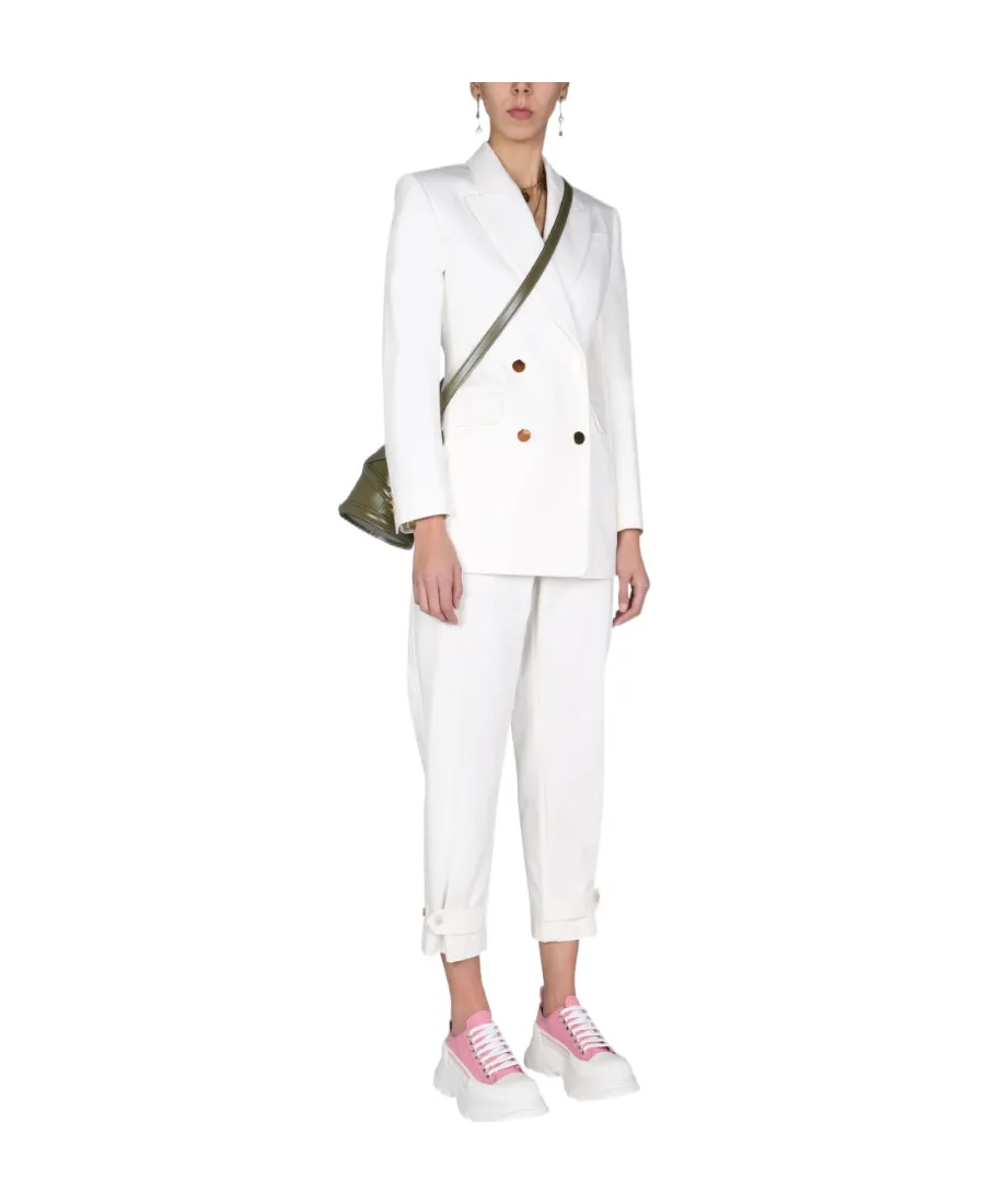 Military Cuff Buttoned Ankle Tailored Trousers