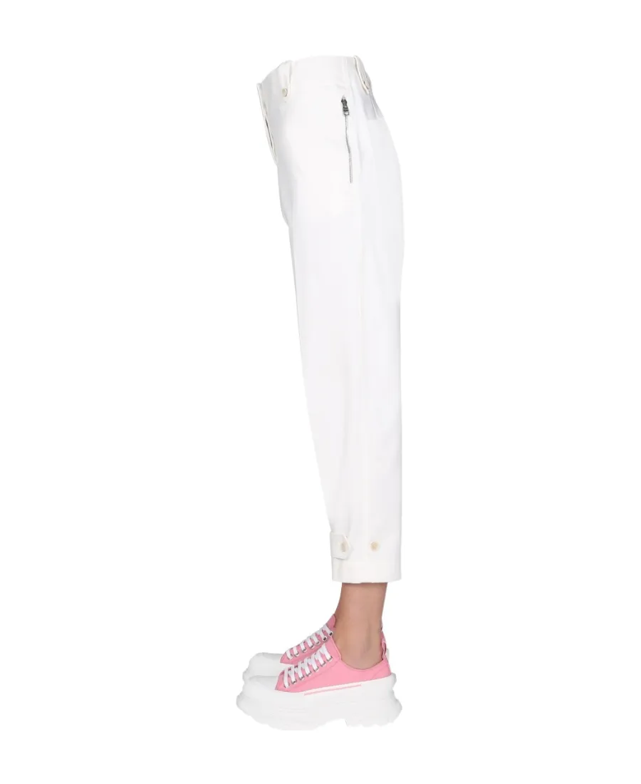 Military Cuff Buttoned Ankle Tailored Trousers