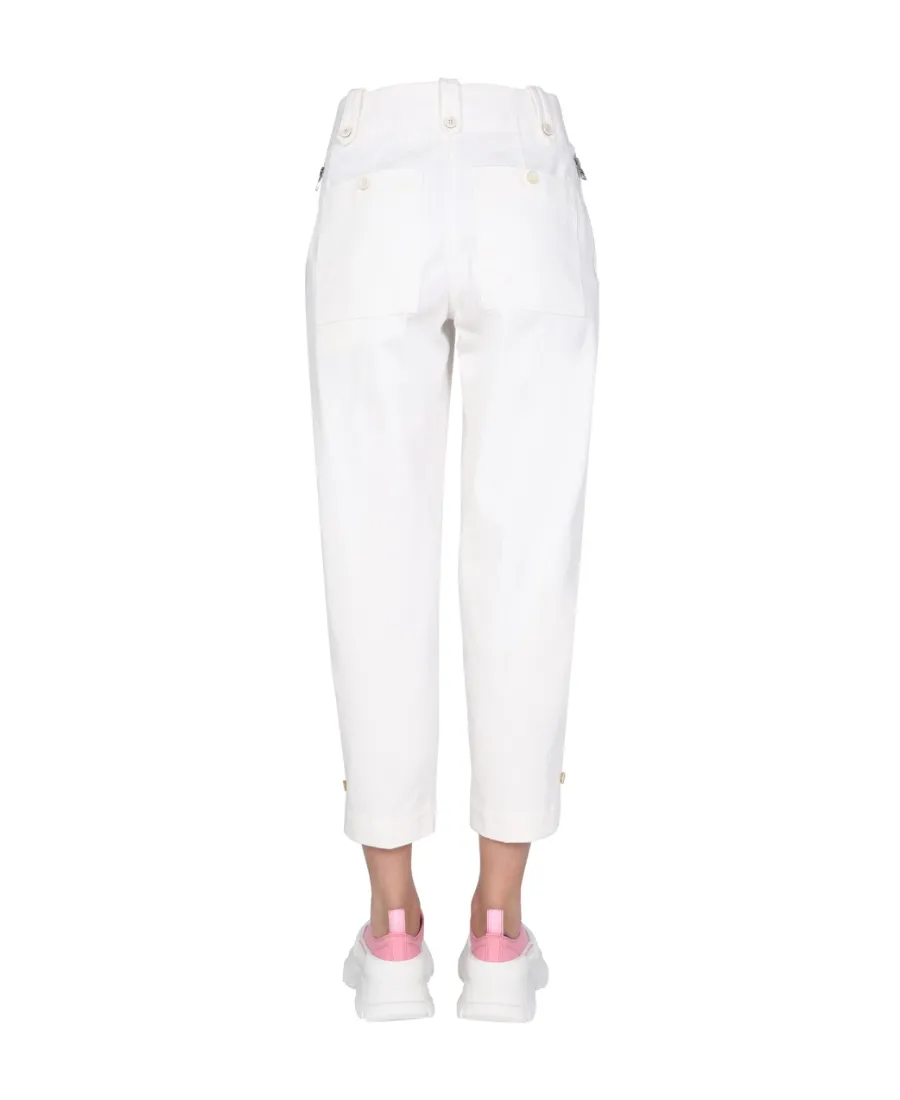 Military Cuff Buttoned Ankle Tailored Trousers