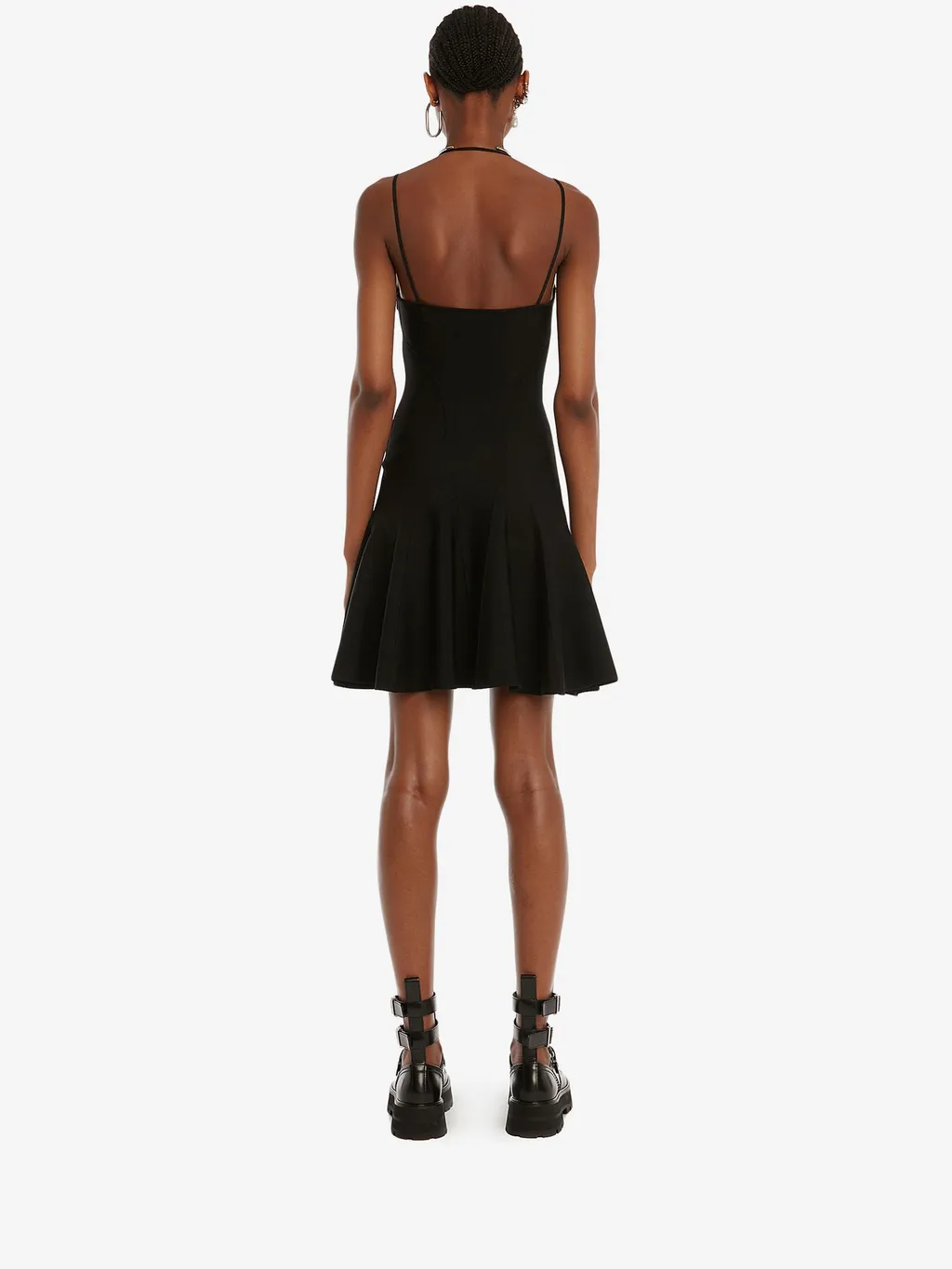 Strappy Fluted Mini Dress