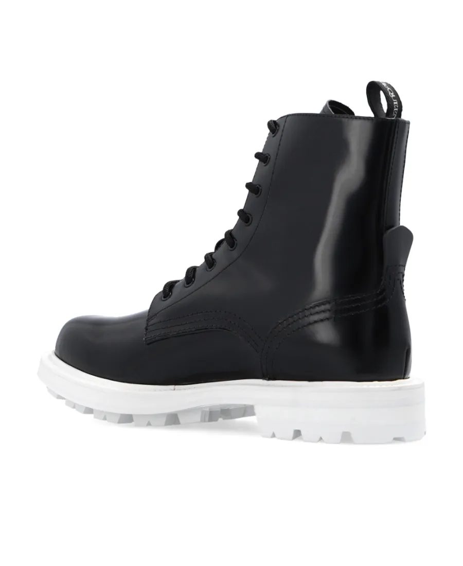 Patent-Leather Lace-Up Boots