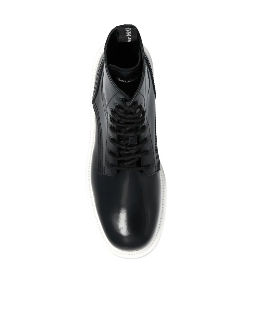 Patent-Leather Lace-Up Boots