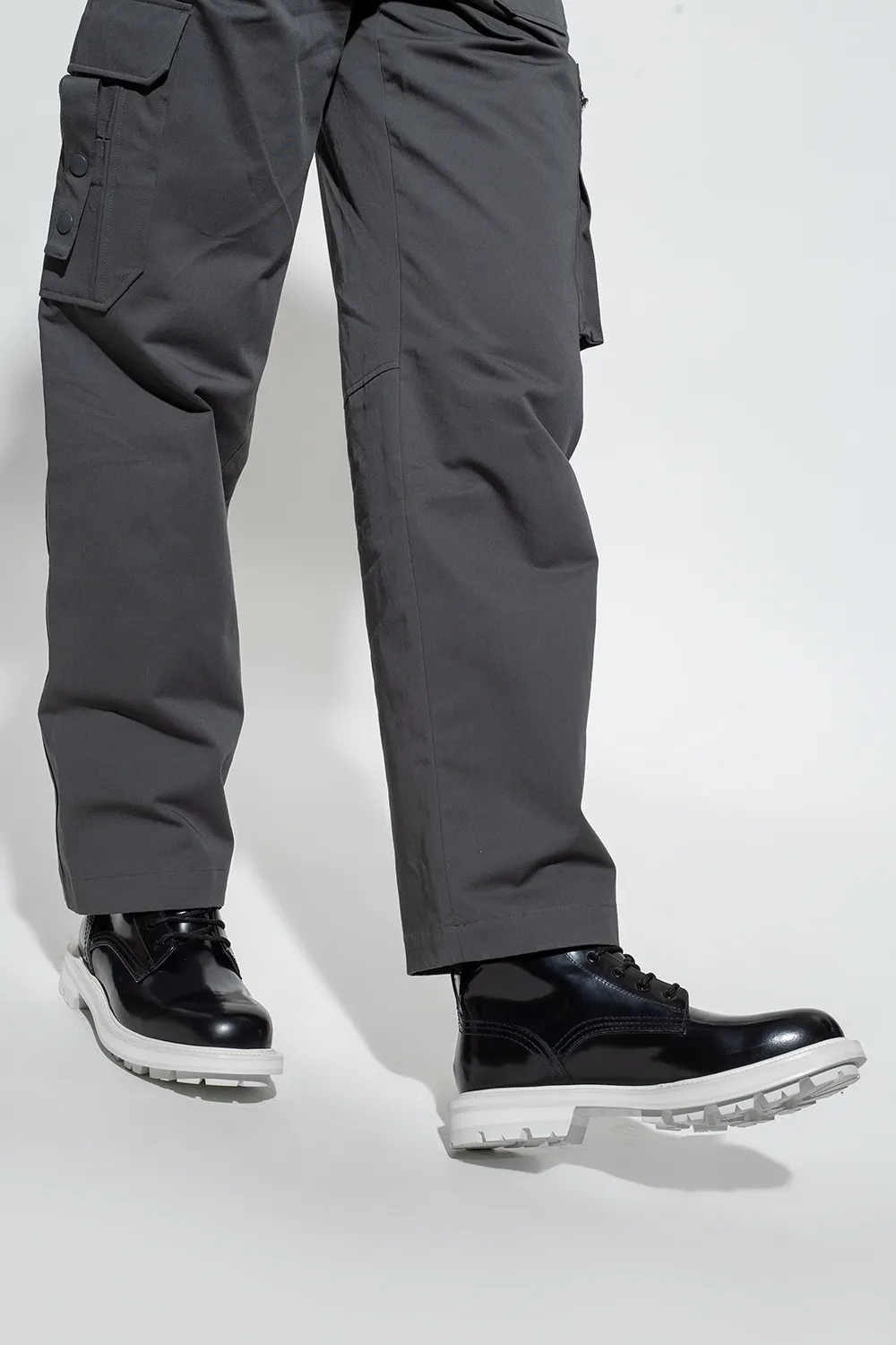 Patent-Leather Lace-Up Boots