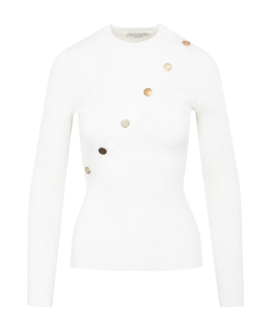 Button Detailed Crewneck Top