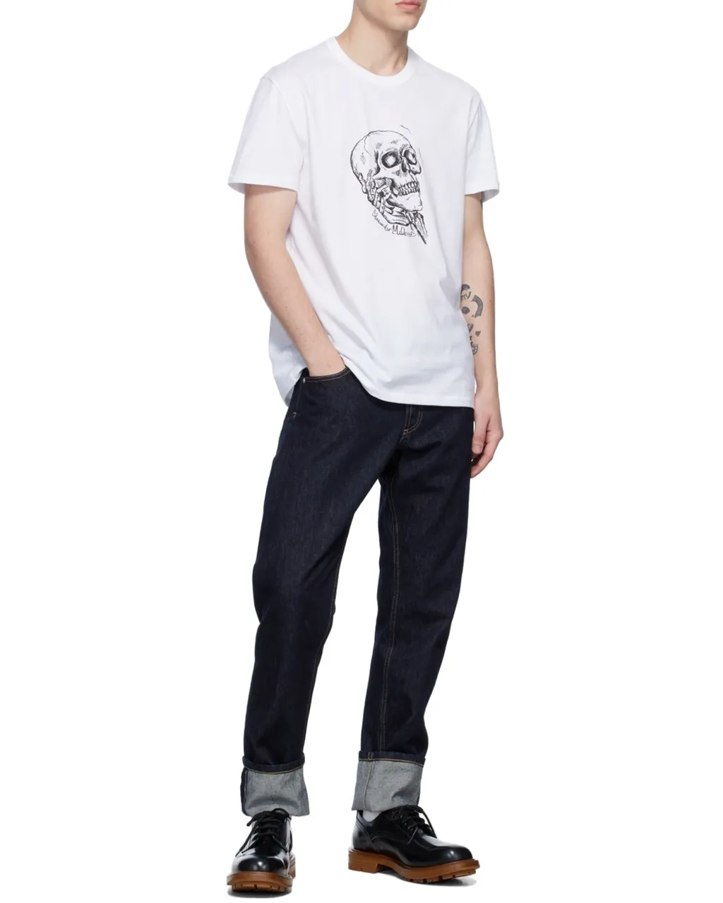 Skull Print Crewneck T-Shirt