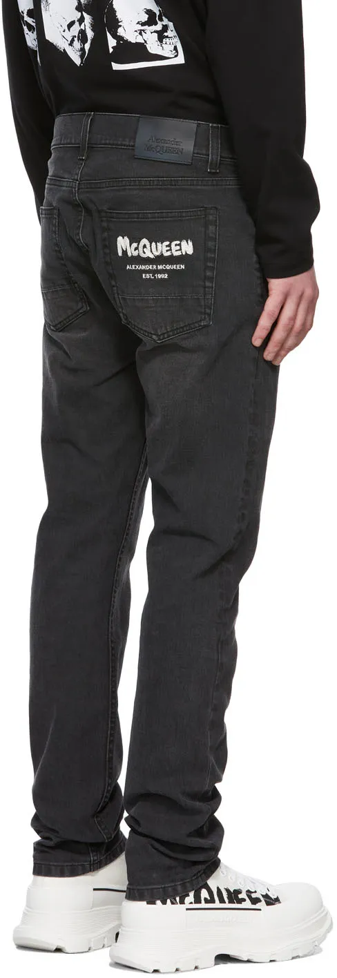 Graffiti Logo Embroidered Jeans