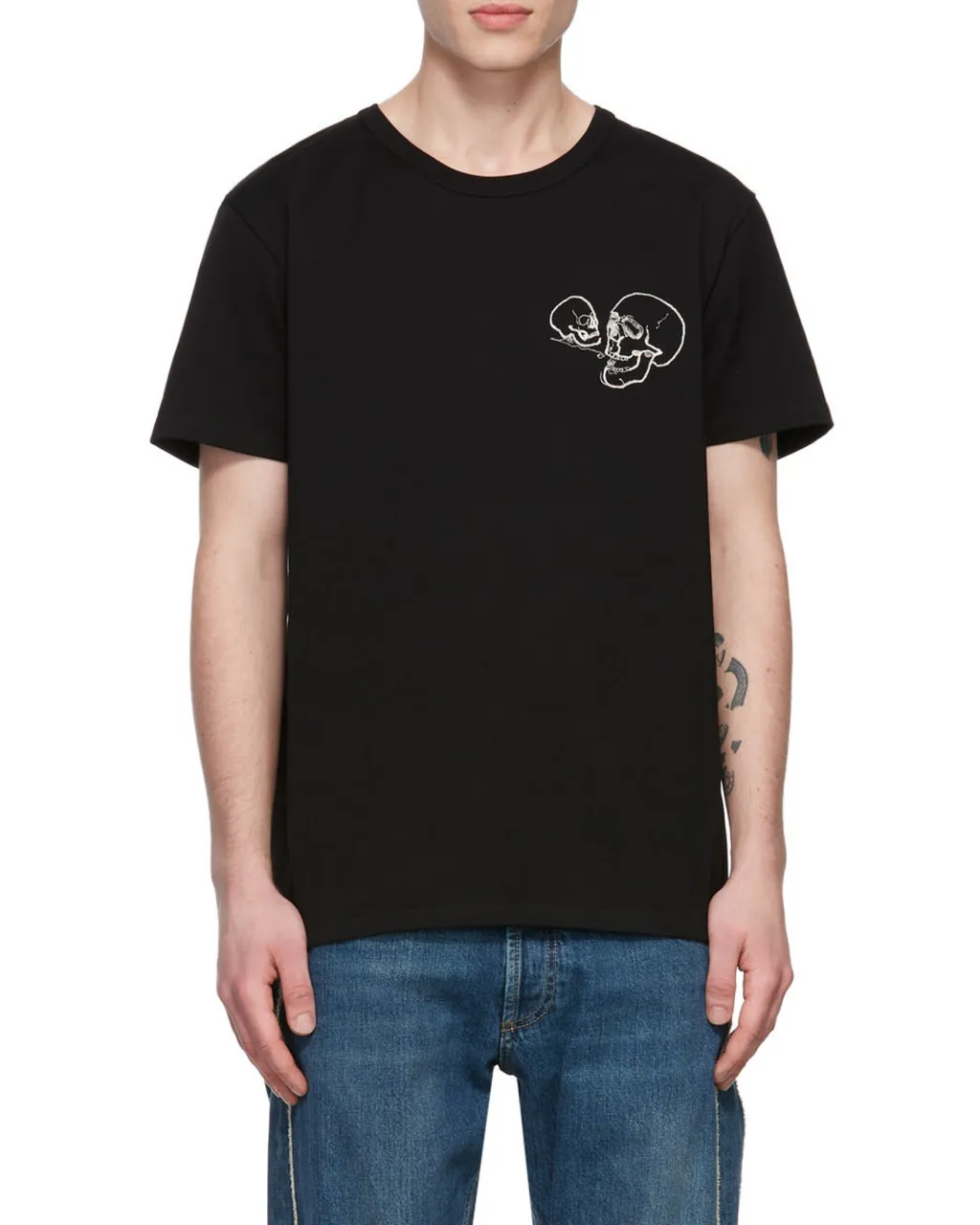 Skull Embroidered Crewneck T-Shirt