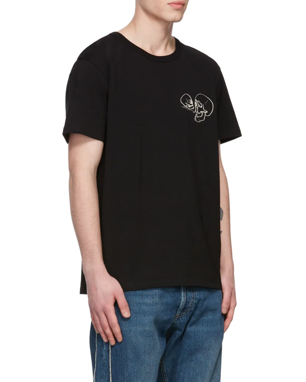 Skull Embroidered Crewneck T-Shirt