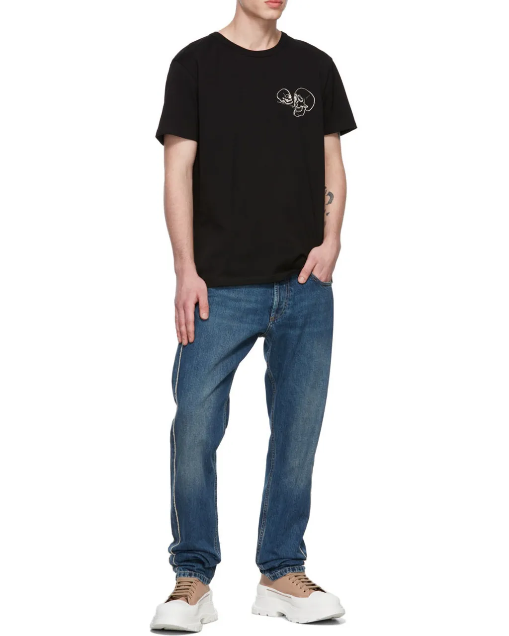Skull Embroidered Crewneck T-Shirt