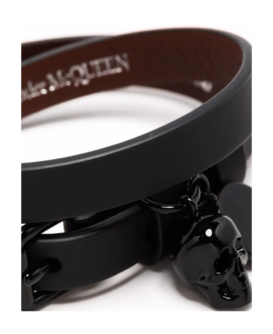Skull Pendant Double Wrap Bracelet