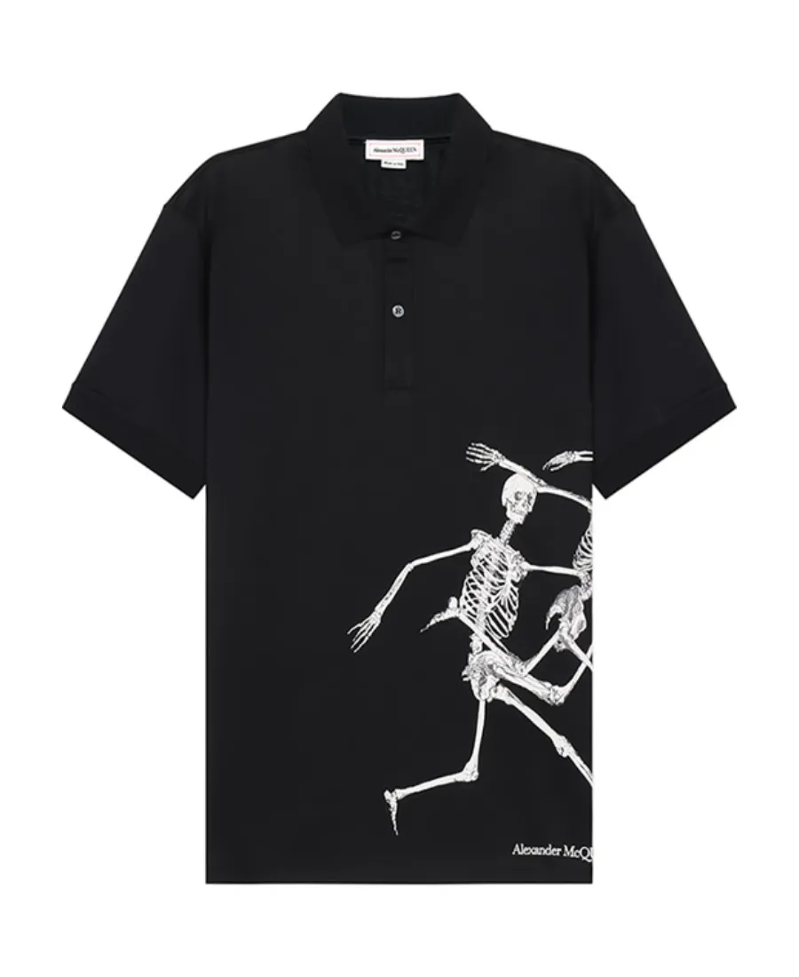 Skeleton Print Polo Shirt