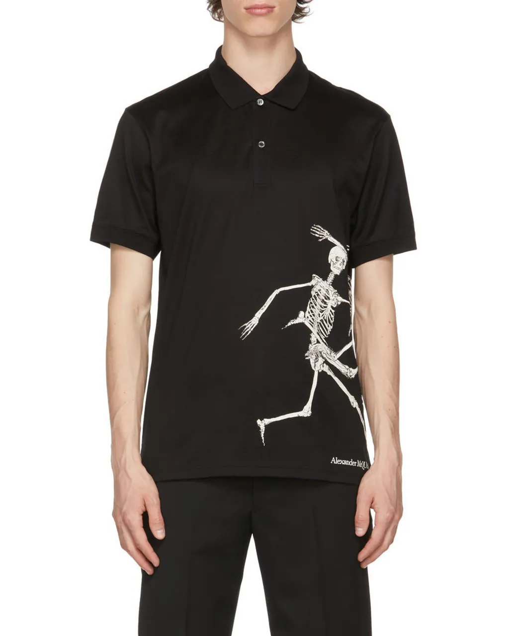 Skeleton Print Polo Shirt