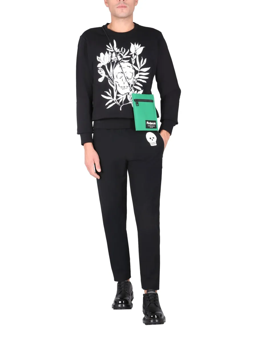 Skull Embroidered Straight-Leg Pants