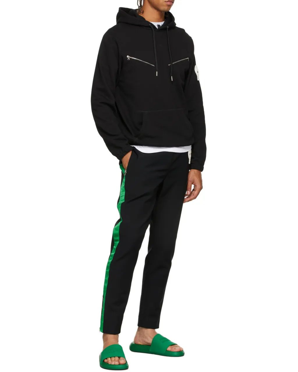 Skull Embroidered Straight-Leg Pants