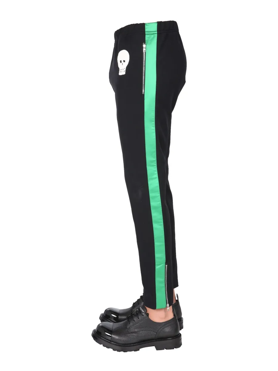 Skull Embroidered Straight-Leg Pants