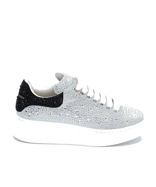 Oversized Embellished Lace-Up Sneakers