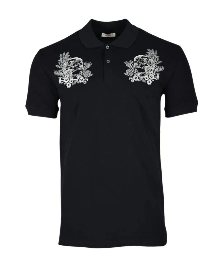 Skull Embroidered Polo Shirt