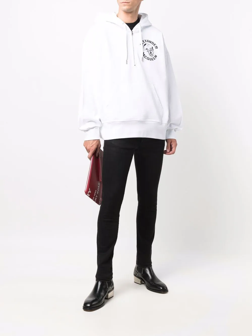 Skull Print Half-Zip Hoodie