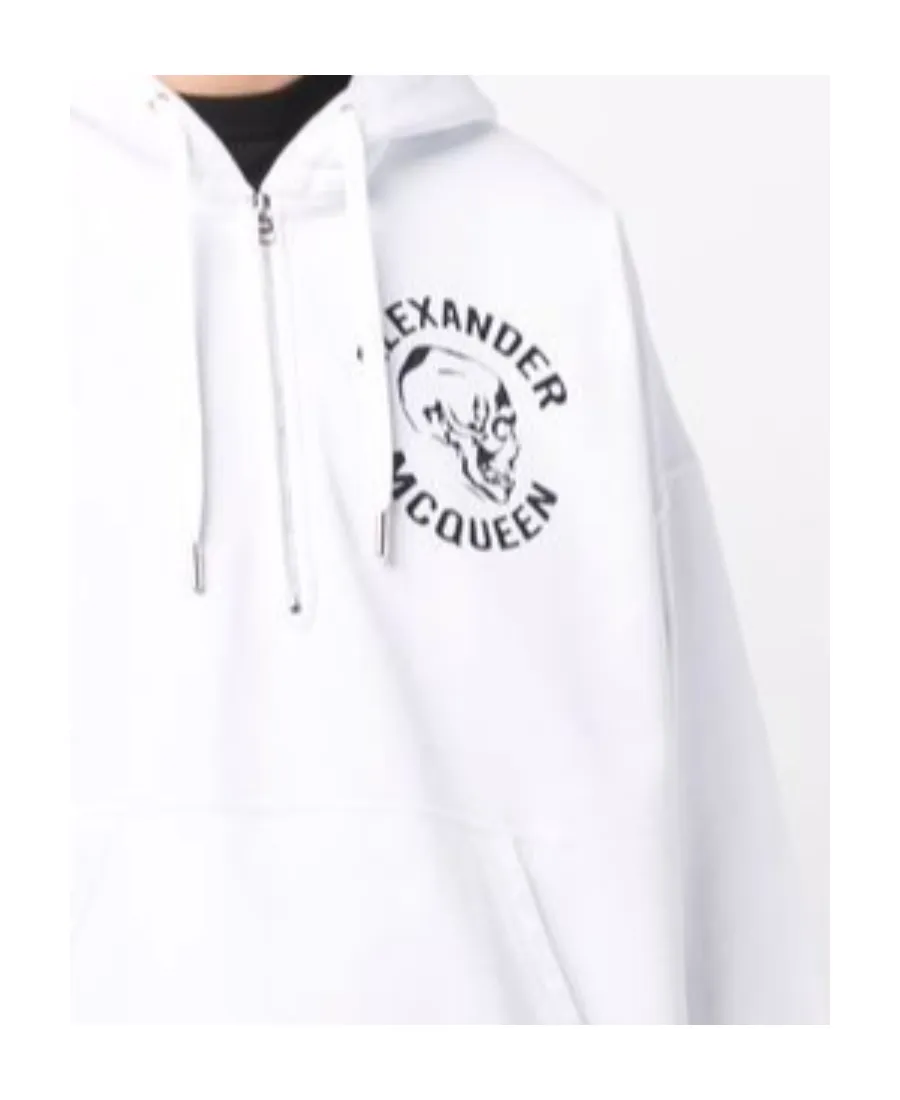 Skull Print Half-Zip Hoodie