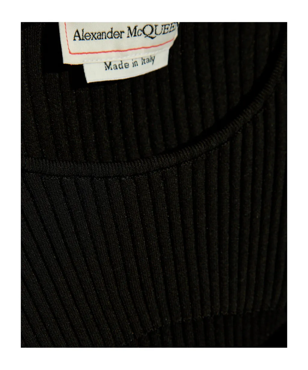 Ribbed-Knit Cut-Out Top