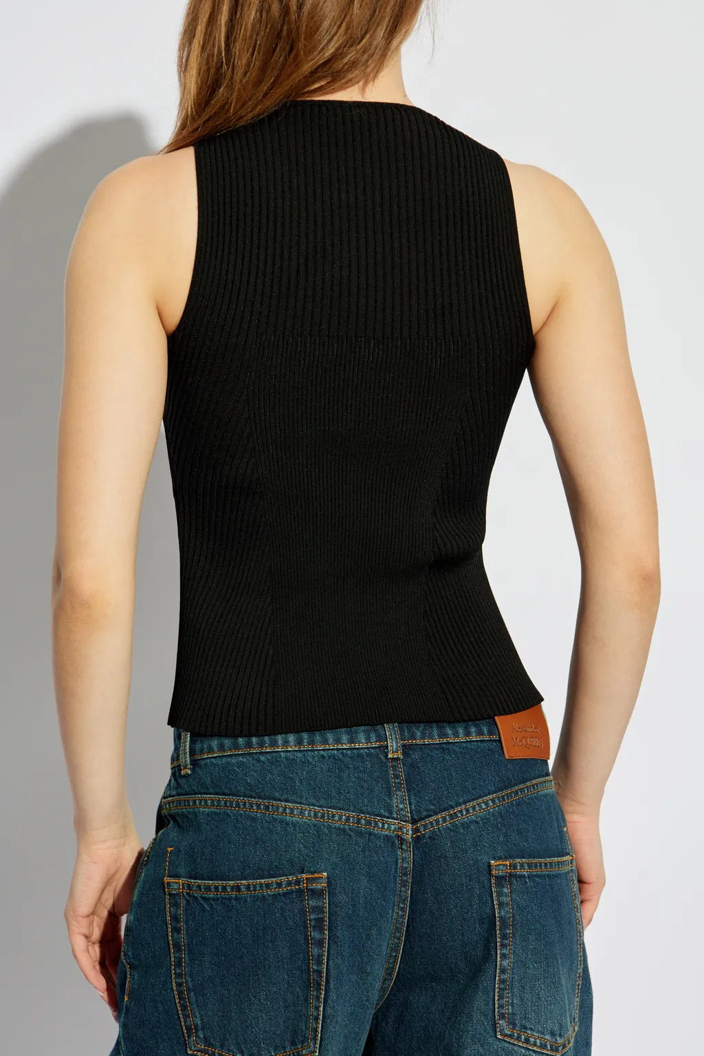 Ribbed-Knit Cut-Out Top