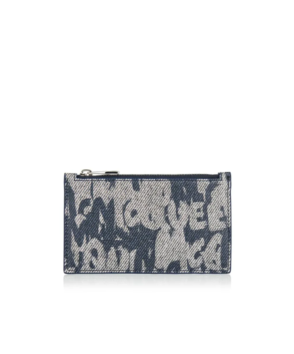 Graffiti Logo-Print Leather Card Holder