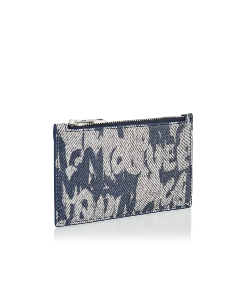 Graffiti Logo-Print Leather Card Holder