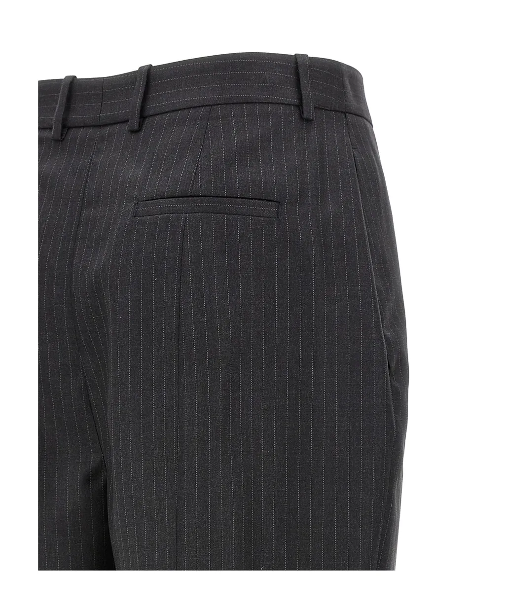 Straight-Leg Pinstripe Tailored Pants
