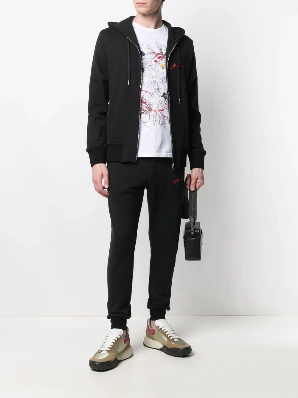 Embroidered Logo Zip-Up Hoodie