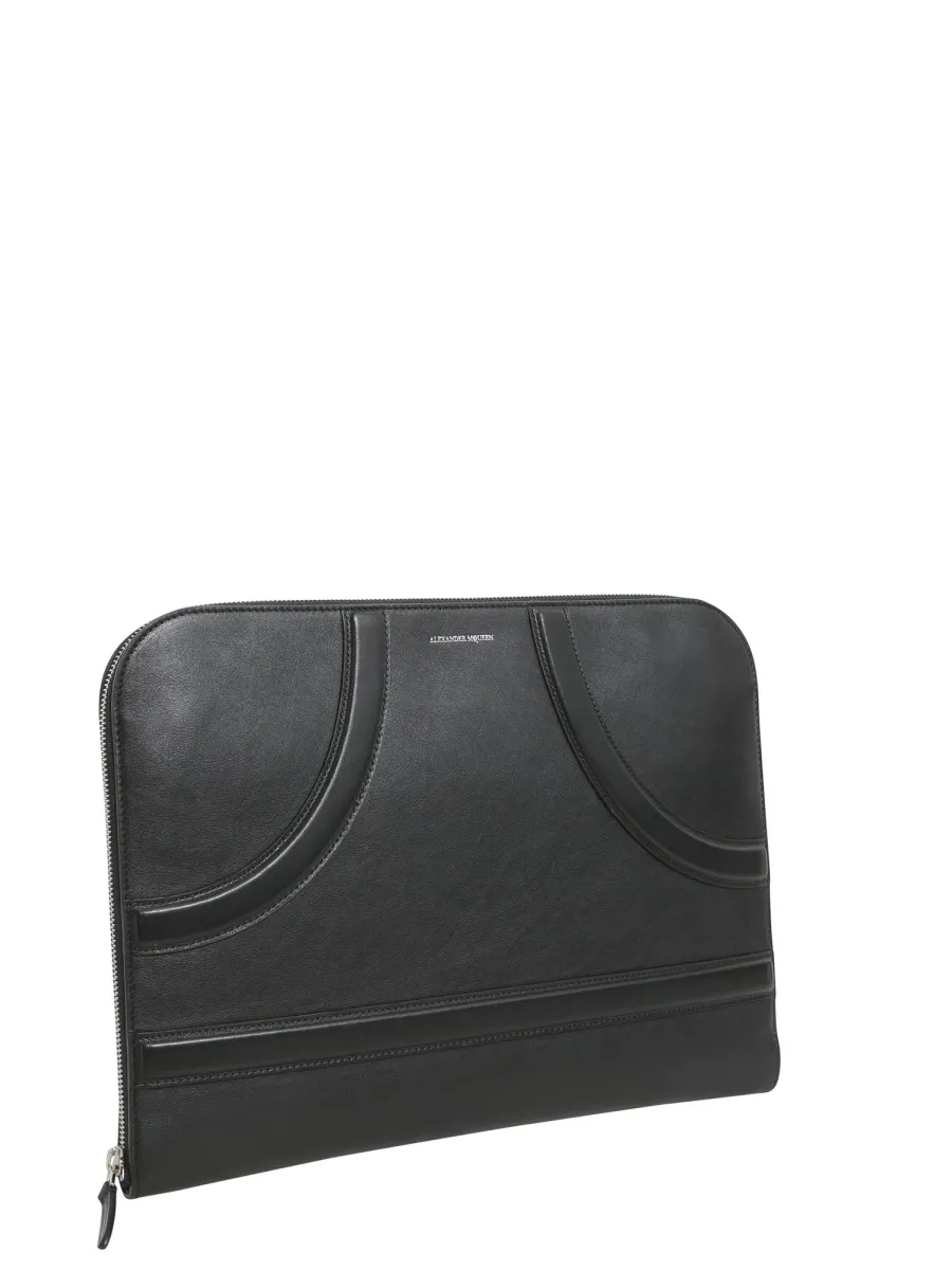 Logo-Stamp Leather Clutch