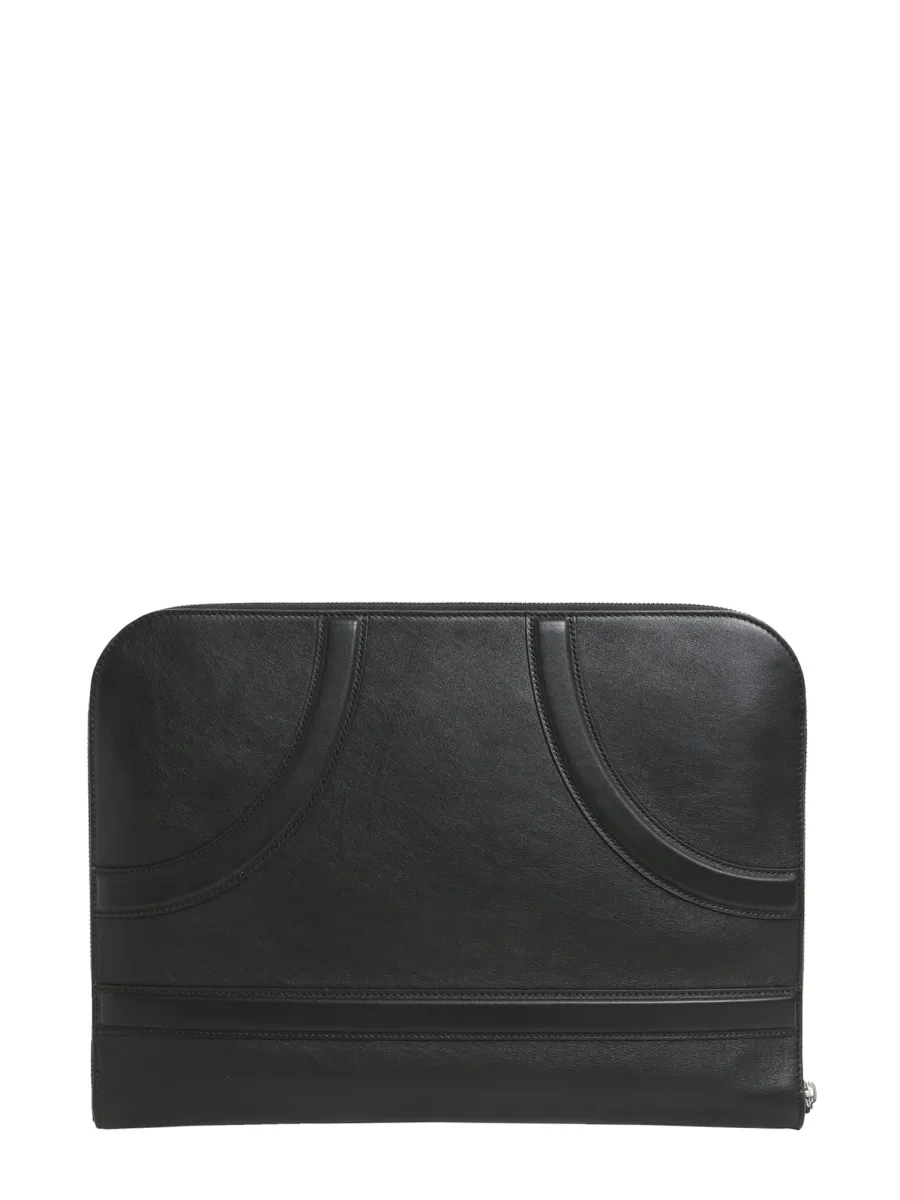 Logo-Stamp Leather Clutch