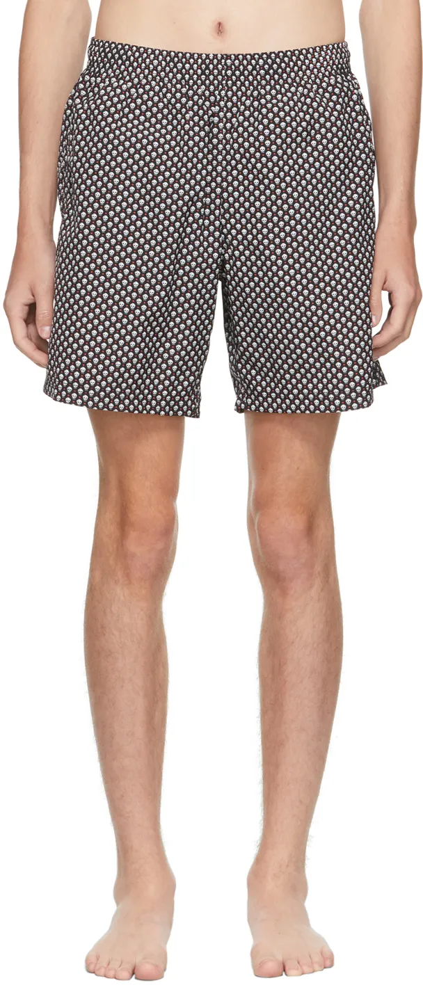 Spotted Skull Print Swim Shorts