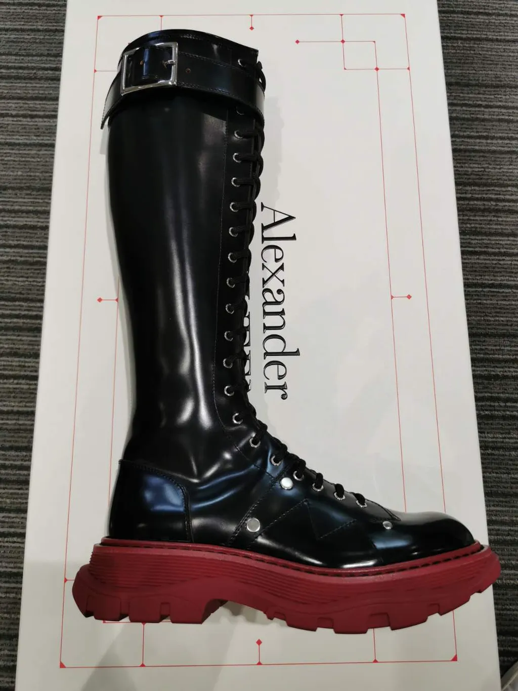 Lacing Leather Knee-Length Boots