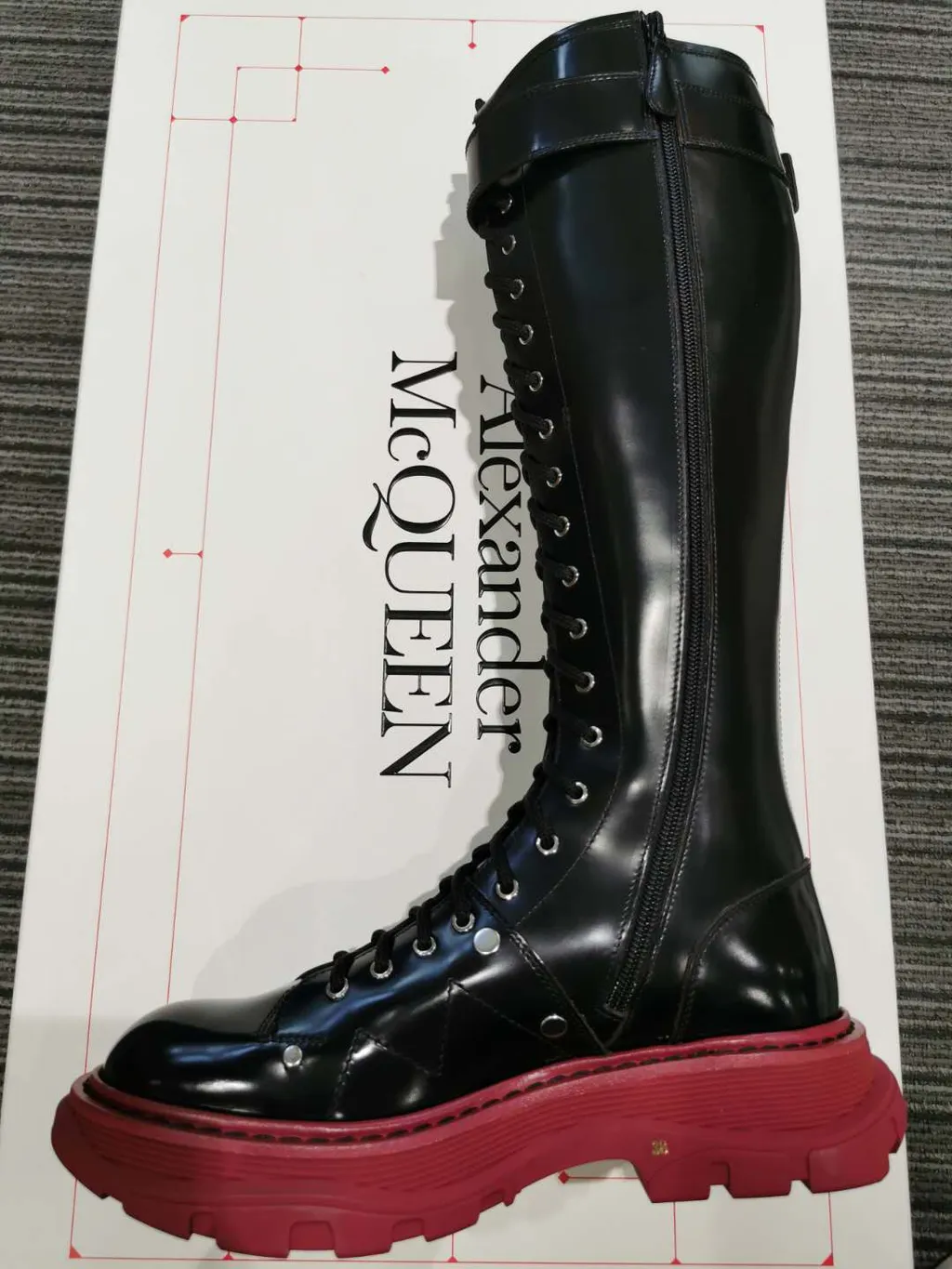 Lacing Leather Knee-Length Boots