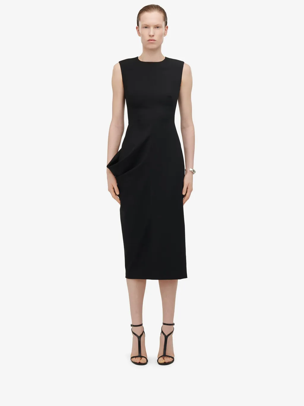 Ruffle Detailed Asymmetric Sleeveless Dress