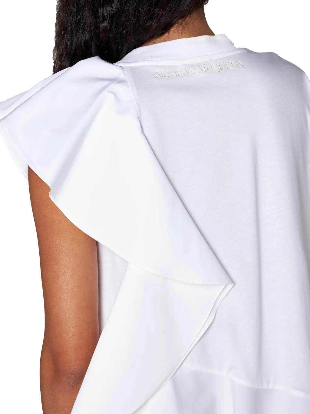 Asymmetric Ruffled Crewneck Top