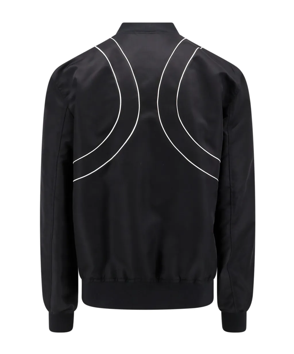 Piped-Trim Zip-Up Bomber Jacket
