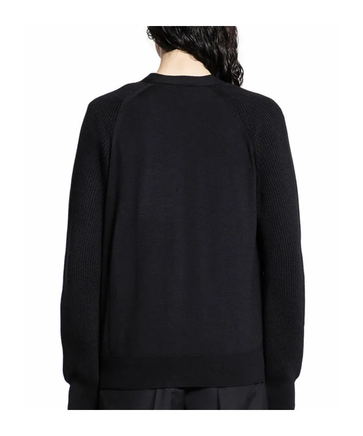 Buttoned Logo Embroidered Cardigan