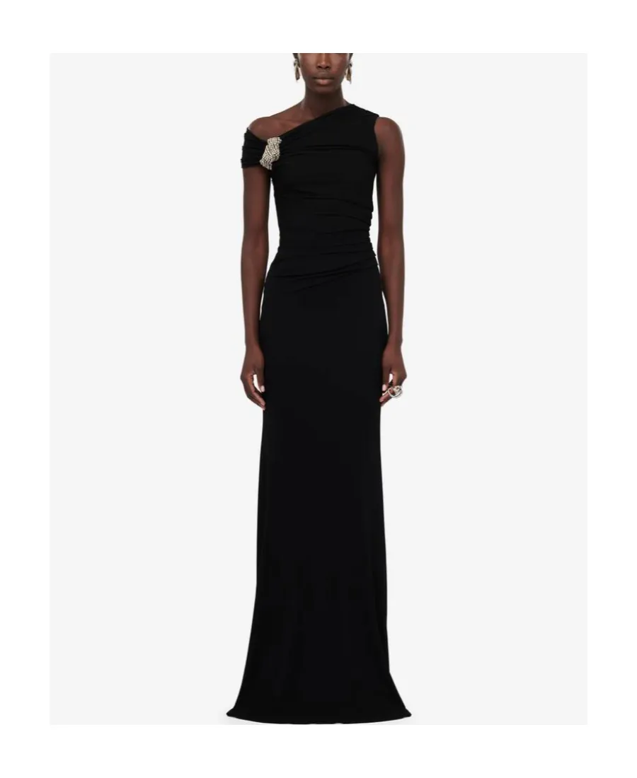 Asymmetrical Crystal Tie Dress