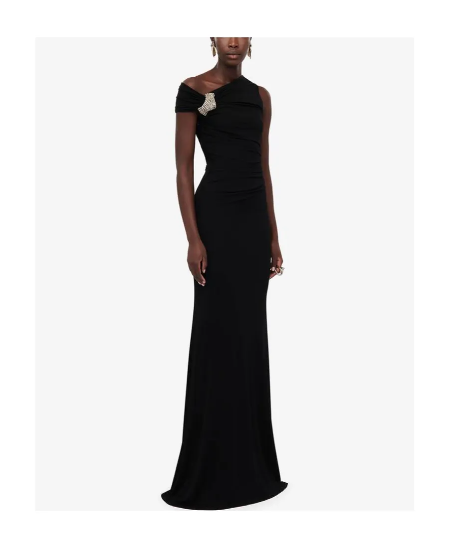 Asymmetrical Crystal Tie Dress