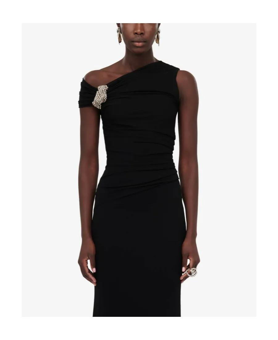 Asymmetrical Crystal Tie Dress