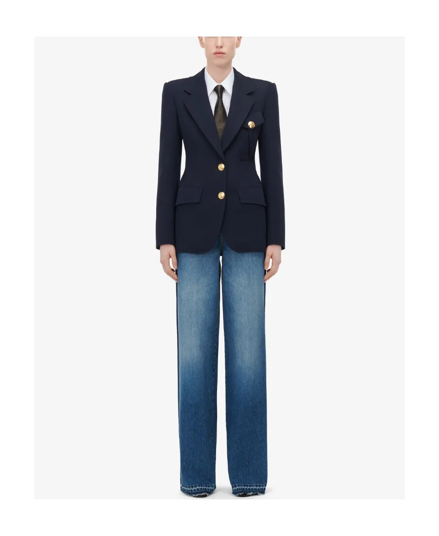 Flap-Pocketed Single-Breasted Blazer